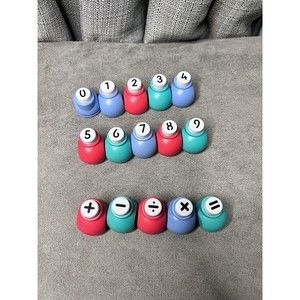 Paper Punches Scrapbooking Mixed Lot Numbers Shapes Multicolor Crafts Lot of 15